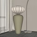 Elegant Floor Lamp With Pleated White Shade And Cream Ceramic Base Near Light Curtains