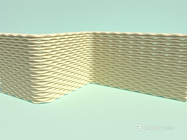 Cream Colored Wavy Texture Wall With Light Green Background And Modern Design 3d model 