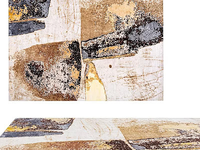 Square Rug With Abstract Artistic Patterns In Beige Brown And Black Tones For Modern Home Decor 3d model