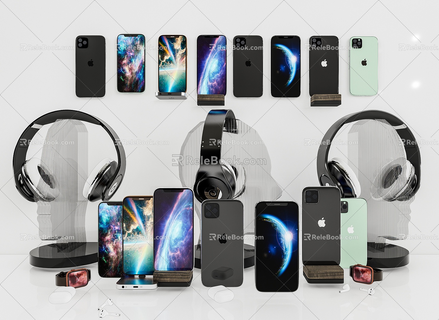 Modern apple phone IPHONE11 Iphone12 Iphone13 apple headset airpods 3d model