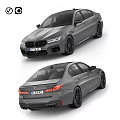 Gray BMW M5 Sporty Sedan Front And Rear Views With Alloy Wheels