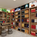 Tobacco and Alcohol Store Interior With Shelves Displaying Various Liquor and Cigarette Products