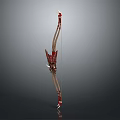 Red And Brown Decorative Bow With Intricate Carved Patterns And Elegant Design