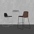 Designer Bar Stools With Black And Brown Seats And Metal Legs