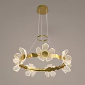 Elegant Golden Flower Shaped Chandelier With Transparent Petals Modern Hanging Design