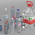 Various Sizes of Clear Plastic Bottled Water Containers on