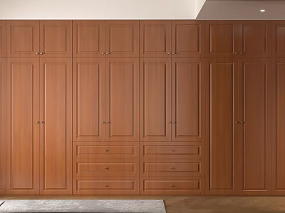 Spacious Wooden Walk in Closet Interior With Multiple Cabinets And Drawers 3d model