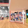 YAMAHA Exhibition Booth Interior Design With Displayed Motorcycles And Large Screens