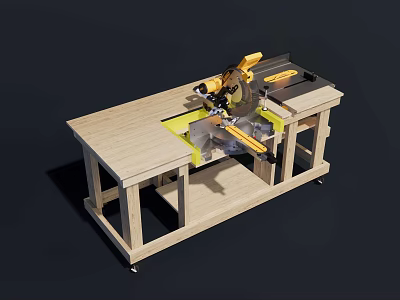 Professional Woodworking Table Saw Power Tool For Precision Cutting On Workbench 3d model