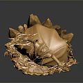 Golden Woman Sculpture With Intricate Flame Like Decorations And Shiny Base