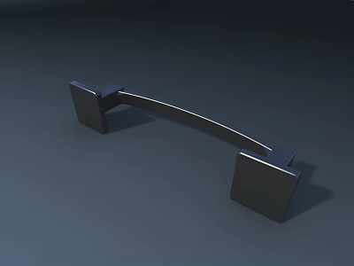 Contemporary Curved Metal Handle With Square Bases For Furniture And Cabinet 3d model
