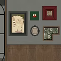 Wall Decor With Various Framed Artworks And Different Patterns On Interior Wall 3d model