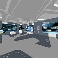 Modern High Tech Exhibition Hall Interior With Digital Screens And Interactive Displays