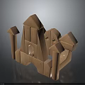 Wooden Blocks Castle Building With Pointed Towers Arched Openings And Stacked Blocks