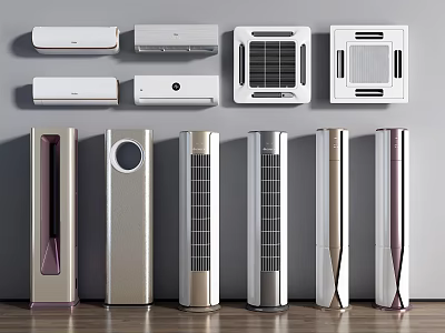 Various Modern Air Conditioner Fans With Wall Mounted And Floor Standing Designs 3d model