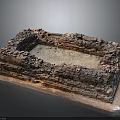 Ancient Stone Architectural Model With Ruins Structure And Layered Stone Walls 3d model