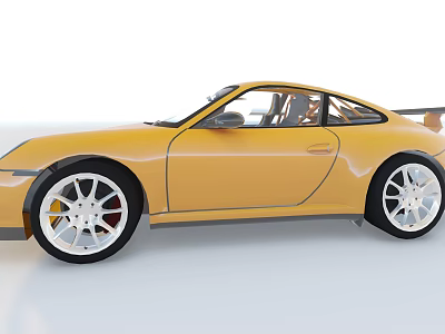 Yellow Two Door Sports Car With Sporty Wheels And Rear Spoiler Exterior Design 3d model