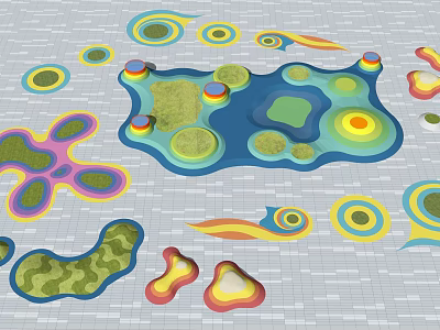 Multicolored Irregular Tree Pit Design For Urban Landscape And Garden Decoration 3d model