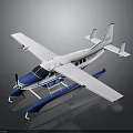 Modern Blue And White Seaplane With Floats And Aerodynamic Exterior Design