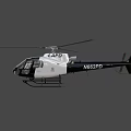 LAPD Police Helicopter with Black and White Exterior Transparent Cockpit and Landing Gear