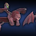 Fantasy Warrior And Mythical Winged Lion With Glowing Tail Features