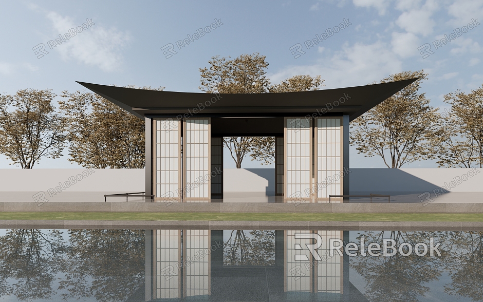 New Chinese Pavilion Landscape Pavilion Courtyard Pavilion Gazebo Gazebo model