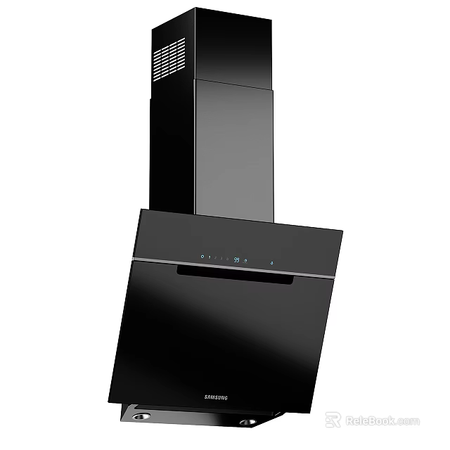 Sleek Black Modern Kitchen Range Hood With Stylish Control Panel Design 3d model
