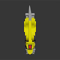 Design of Yellow Mechanical Leopard Creature with Gray Legs Black Wheel and Red Blue Accents