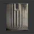Rusty Textured Metal Column With Vertical Grooves And Smooth Top On Dark Surface