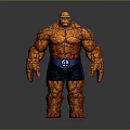 Game and Movie Character With Orange Rock Textured Body Blue Shorts White Number 4 Logo