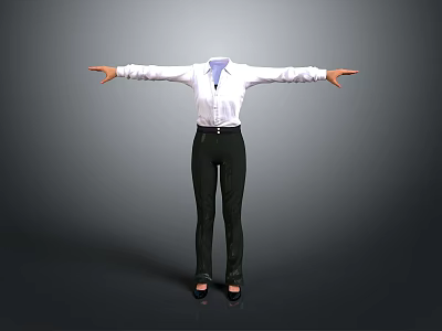 Man With Arms Outstretched In White Shirt Black Pants Black Shoes On Gray Background 3d model