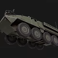 Modern Military Tank With Wheeled Design Green Armor And Turret Machine Gun