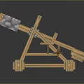 Wooden Mechanical Gate Structure with Metal Components and Sturdy Wooden Frame Design