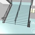 Modern Indoor Staircase Interior With Black Handrail And Light Colored Steps 3d model
