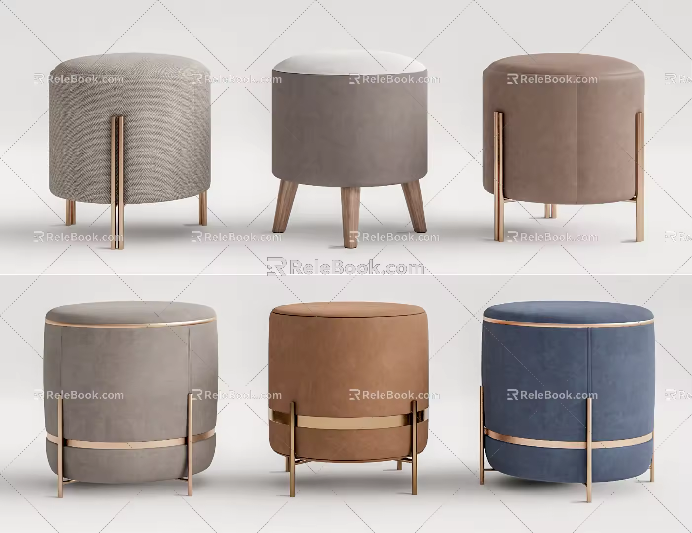 Modern sofa stool low stool pier combination 3d model