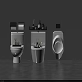 Modern White Toilet and Urinal with Toilet Paper Holder and Aromatherapy Bathroom Shelf