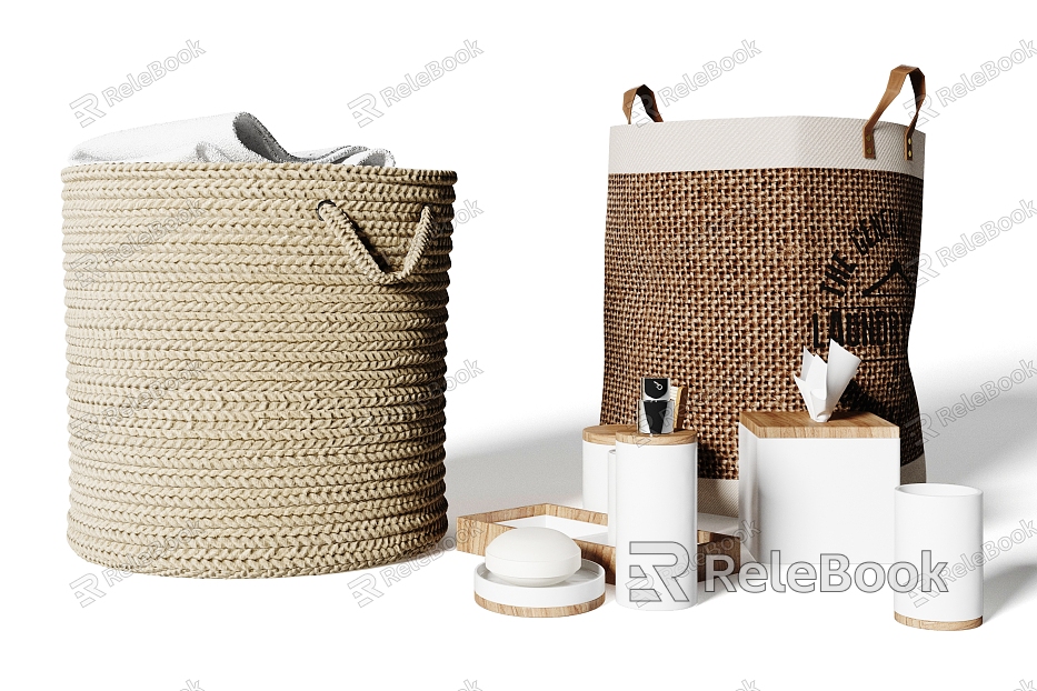 Modern Laundry Basket Bamboo Basket model