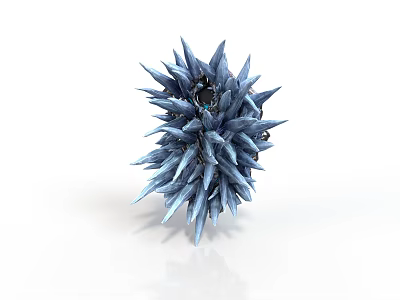 Abstract Blue Spiky Structure With Sharp Crystalline Projections On White Background 3d model