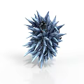 Abstract Blue Spiky Structure With Sharp Crystalline Projections On White Background