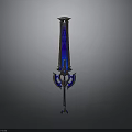 Decorative Blue Fantasy Sword With Metallic Hilt And Luminous Crystal Blade
