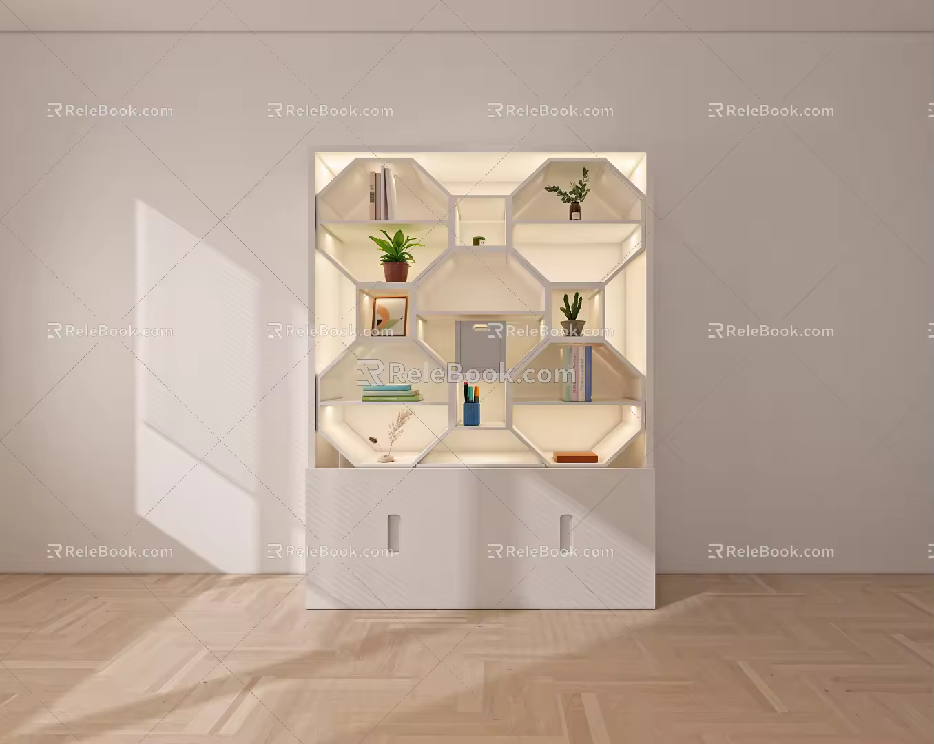 Modern display rack hexagonal honeycomb display stand 3d model