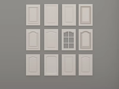 Collection of White Cabinet Doors with Diverse Panel Styles and Designs 3d model