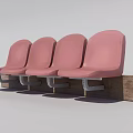 Four Pink Curved Leisure Chairs with Wooden Base Modern Interior Design