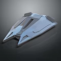 Futuristic Spacecraft Design With Aerodynamic Geometric Structure And Metallic Finish For Cosmic Exploration