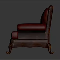 Classic Vintage Sofa Featuring Red Tufted Upholstery Carved Wooden Frame And Ornate Legs