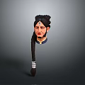 3D Rendered Woman With Long Black Braid Blue Collar Bindi And Silver Bracelets