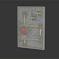 Vintage Metal Safe Door Design With Combination Dial Latches And Metal Bars
