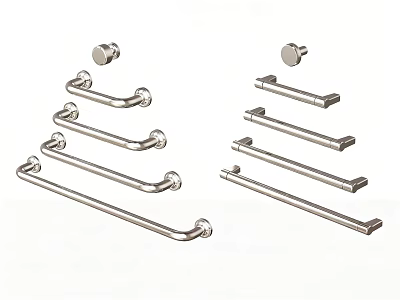 Metal Cabinet Handles In Various Styles And Different Lengths For Furniture And Cabinets 3d model