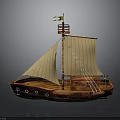 Wooden Sailing Boat With Yellow Sails Mast And Brown Hull Design