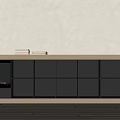 Modern Wooden Bookcase With Black Compartments And Books On Top Shelf